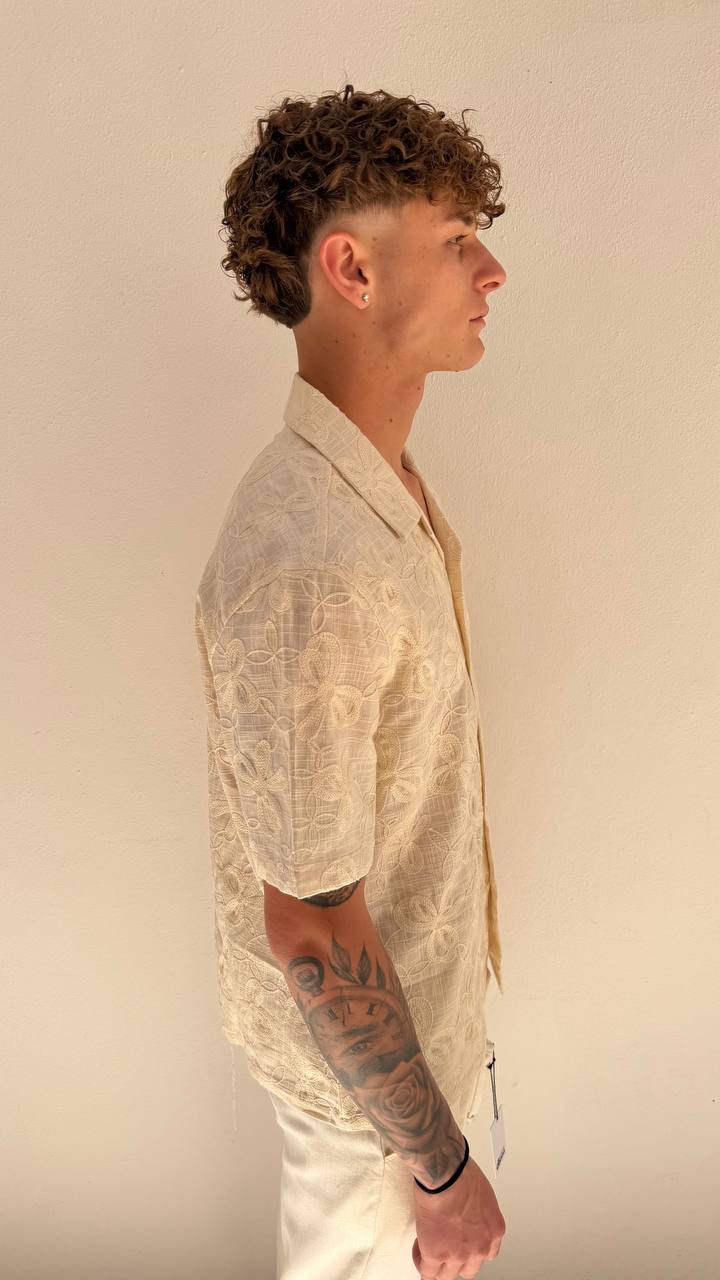 Antonio D'anna - Camicia Lino M.Manica Fiore - BEIGE
