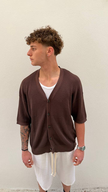 Antonio D'anna - Cardigan Rivera mezza manica  - MARRONE