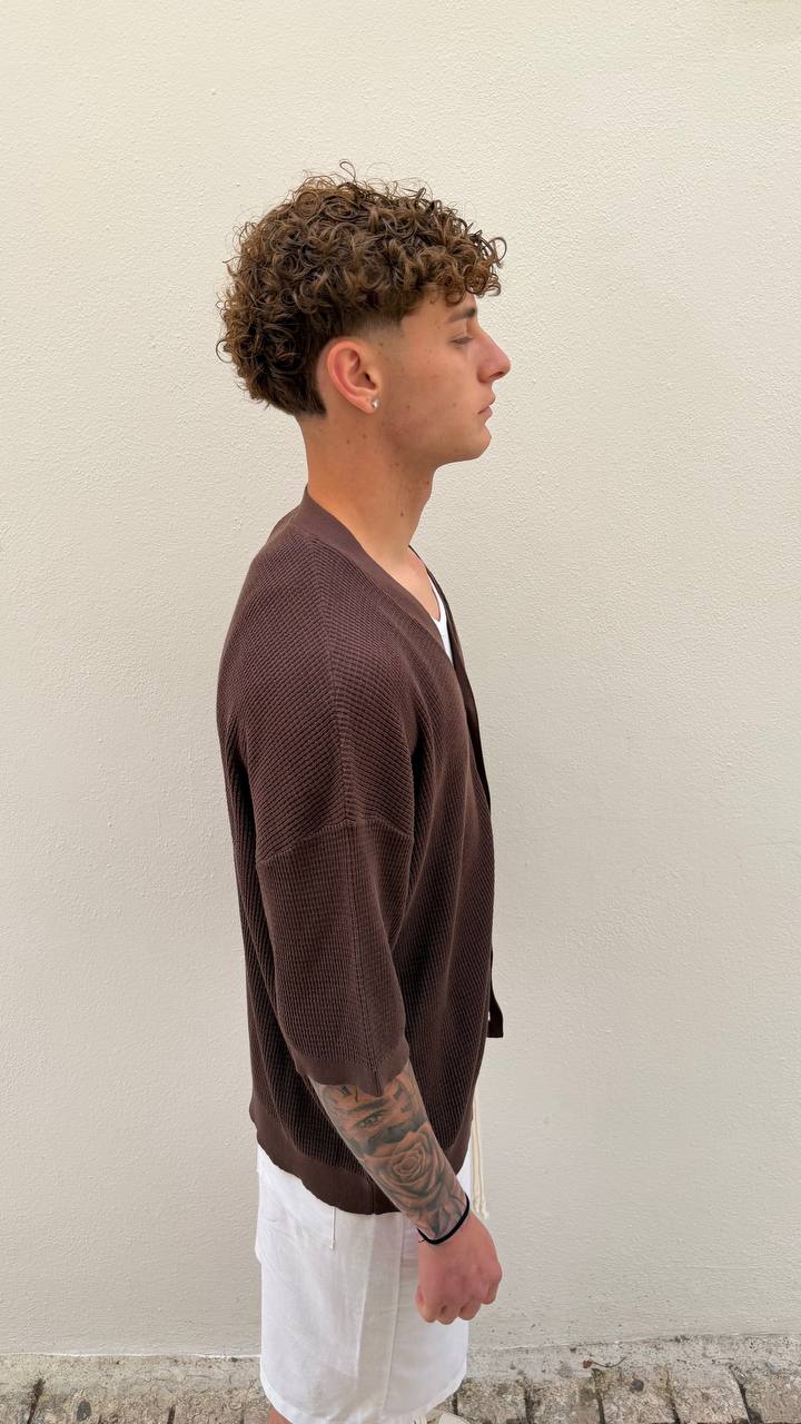 Antonio D'anna - Cardigan Rivera mezza manica  - MARRONE